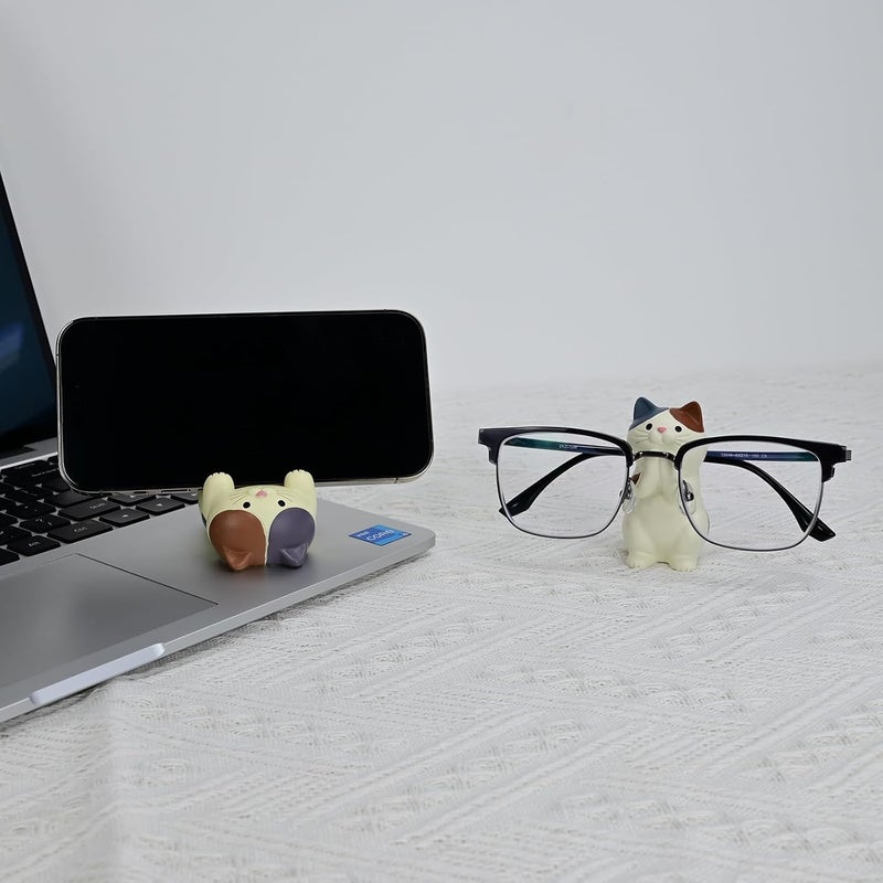Mevodeata Cat-Shaped Phone Stand and Eyeglass Frames Animal Resin Gifts for Cat Lovers, Home & Office Fashion Accessories(White) - Image 4